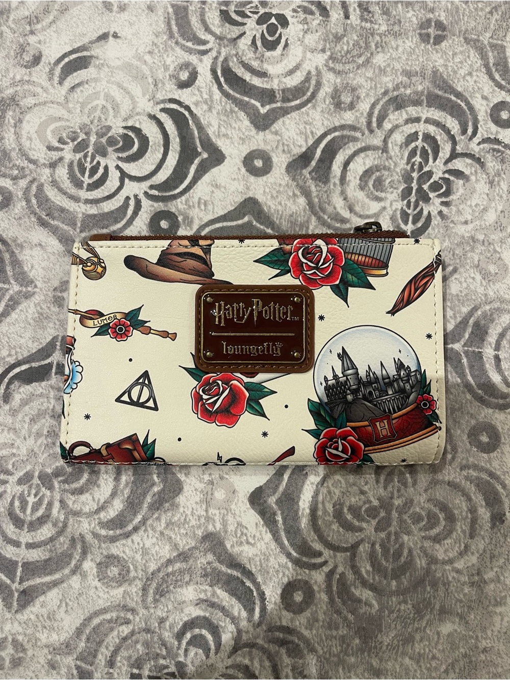 Loungefly Harry Potter Tattoo Print Faux Leather Bi-fold Wallet - Picture 2 of 7
